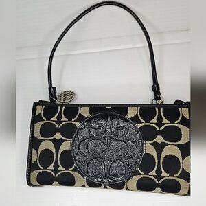 Coach Black Leather Checkbook Wallet Wristlet – Credit Card & Coin Organizer